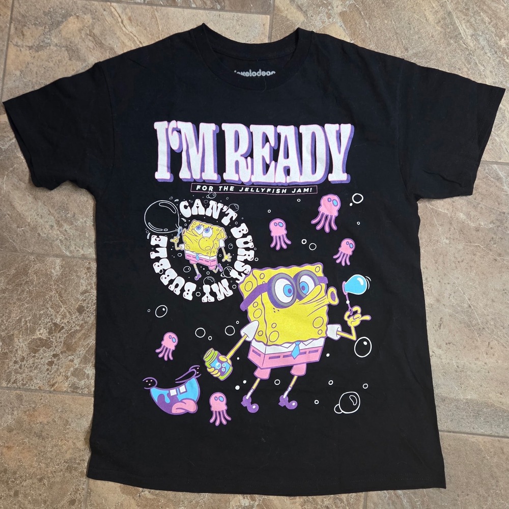 Nickelodeon Spongebob Patrick I'm Ready Jellyfish Jam Graphic T Shirt‎ Mens M
